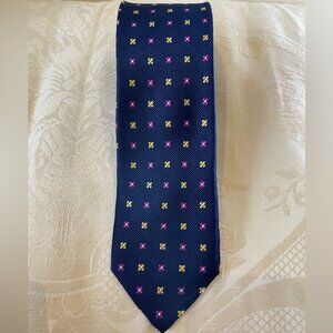 Robert Talbott Navy Tie with Yellow and Pink Floral Print